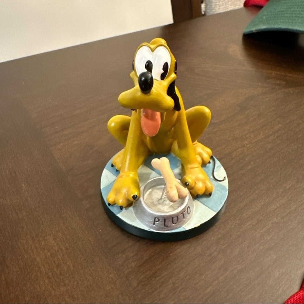 Disney Pluto w/ Bone on a Spring Resin Figurine 3.5" No Box